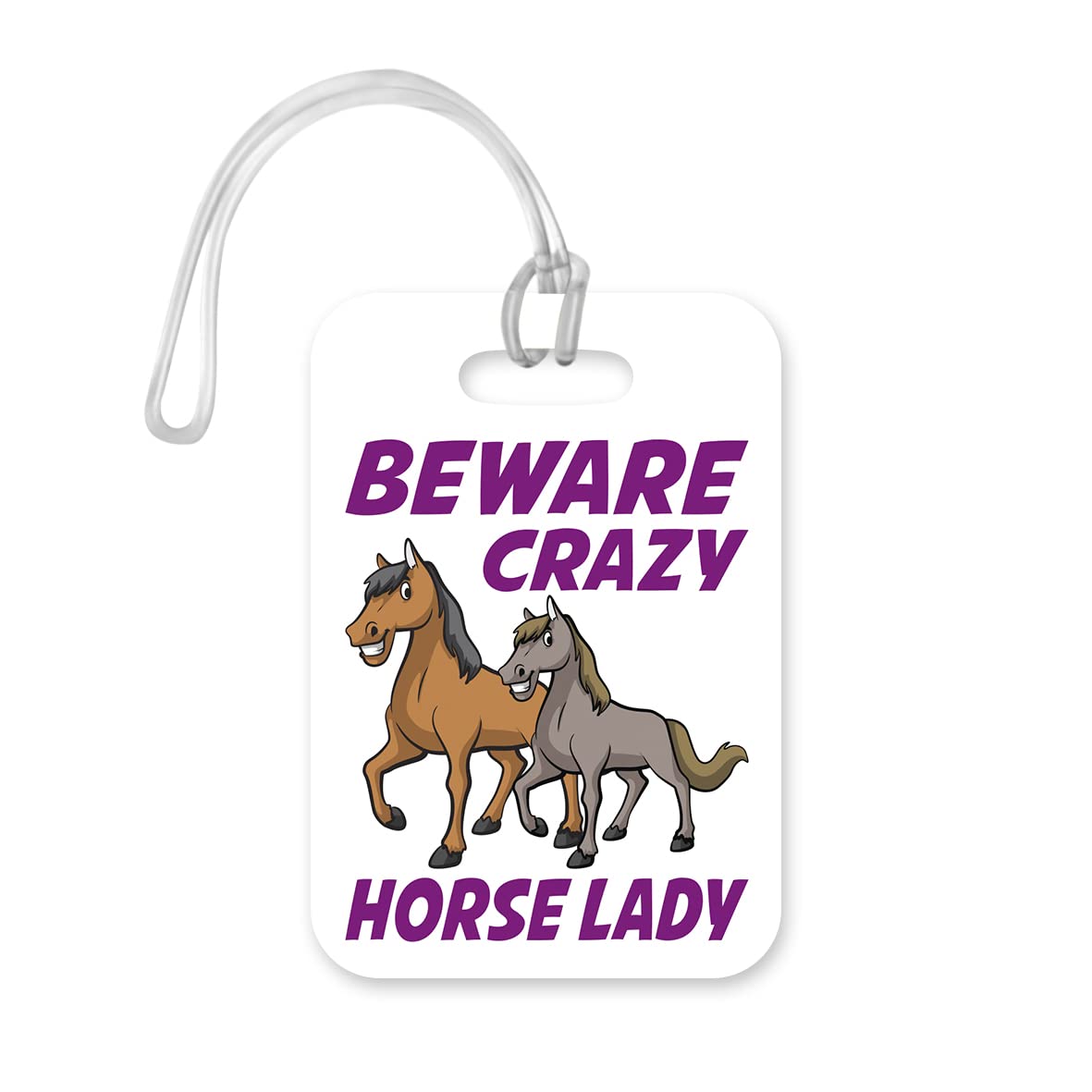 LT133 Beware Crazy Horse Lady Novelty Funny Unique Designer Gift Glossy Plastic Suitcase Luggage Tag