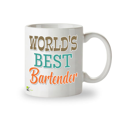 Kruzroyal DZ874 World's Best Bartender Mug 11oz - White Ceramic Cup for Barman, Mixologist - Funny Birthday, Leaving or Thank You Present