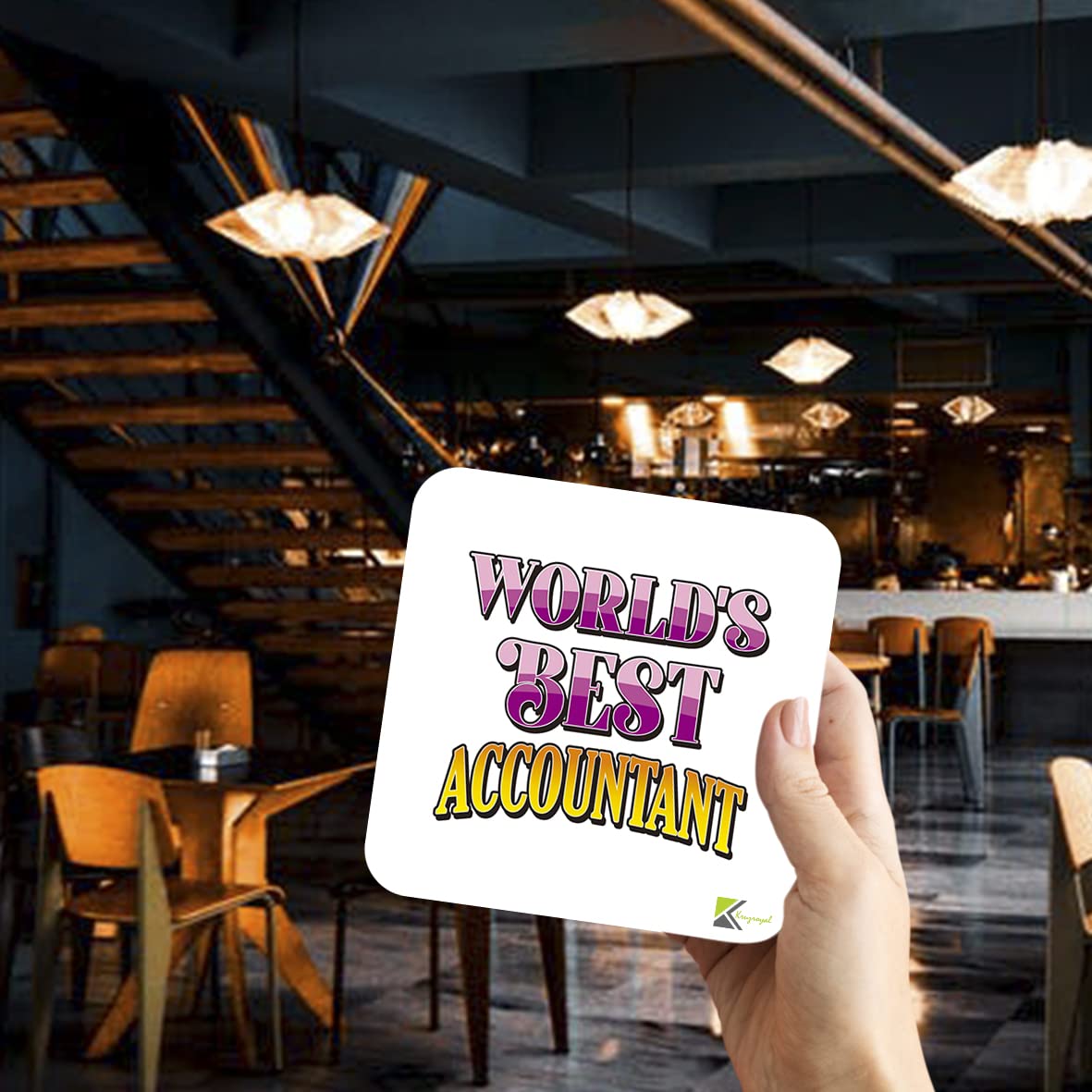 WB051 World's Best Accountant MDF Wooden Coaster by Kruzroyal | Gift for Midwife | Unique Novelty Present | 9cm x 9cm | Coffee Tea MDF Wooden Coaster