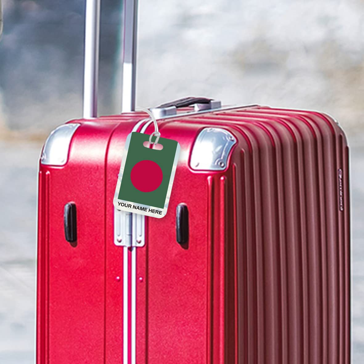 PLT267 Personalised Name with Bangladesh Flag Novelty Funny Unique Designer Gift Glossy Plastic Suitcase Luggage Tag
