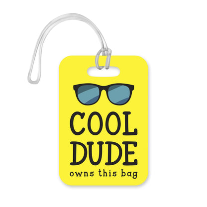 LT148 Cool Dude Owns This Bag Novelty Funny Unique Designer Gift Glossy Plastic Suitcase Luggage Tag