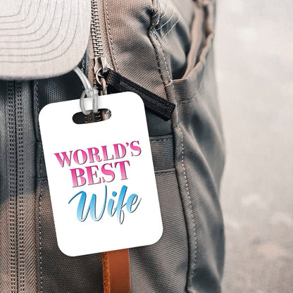 LT446 World's Best Wife Novelty Funny Unique Designer Gift, Suitcase, Glossy Plastic Luggage Tag for Wife