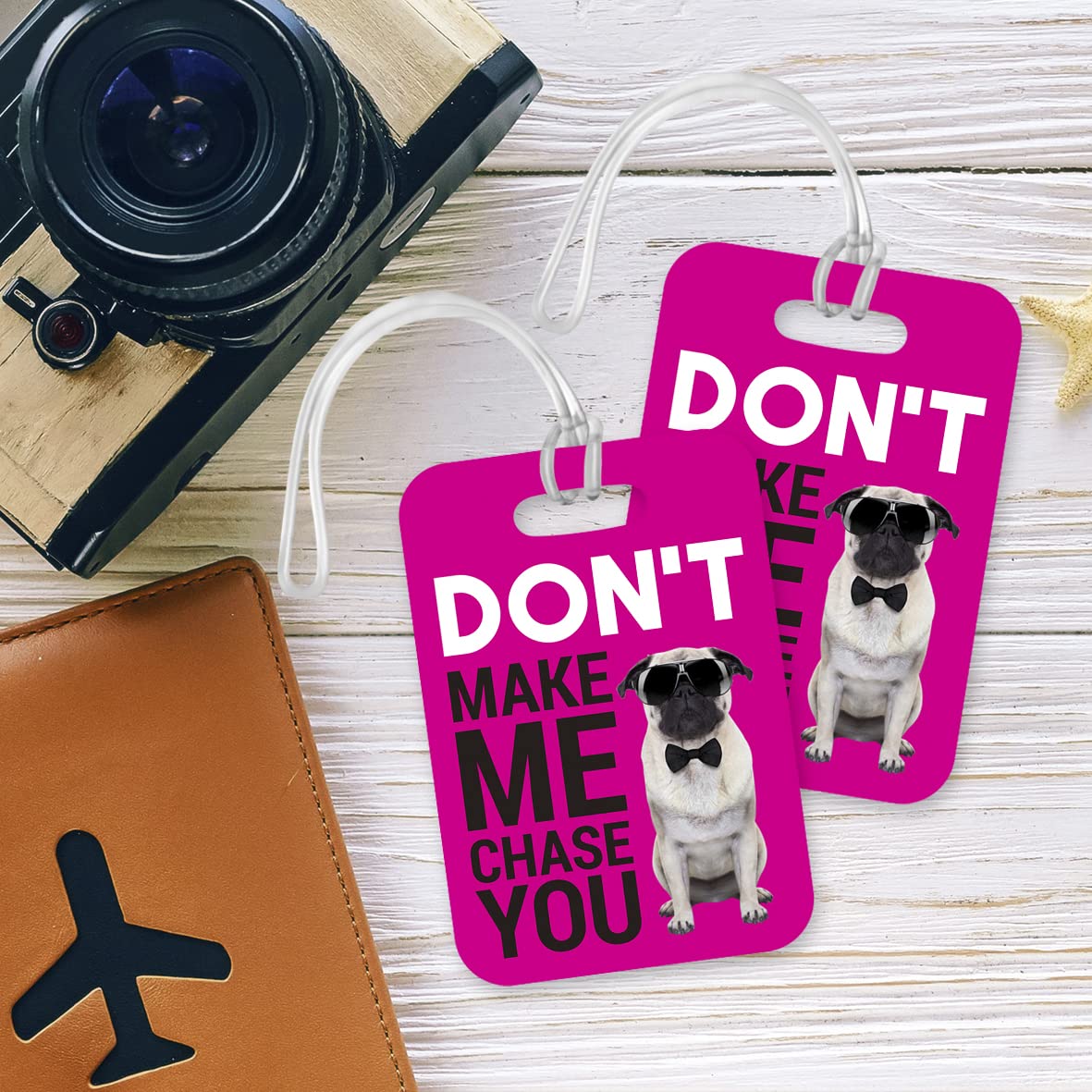 LT042 Don't Make Me Chase You Novelty Funny Unique Designer Gift Glossy Plastic Suitcase Luggage Tag