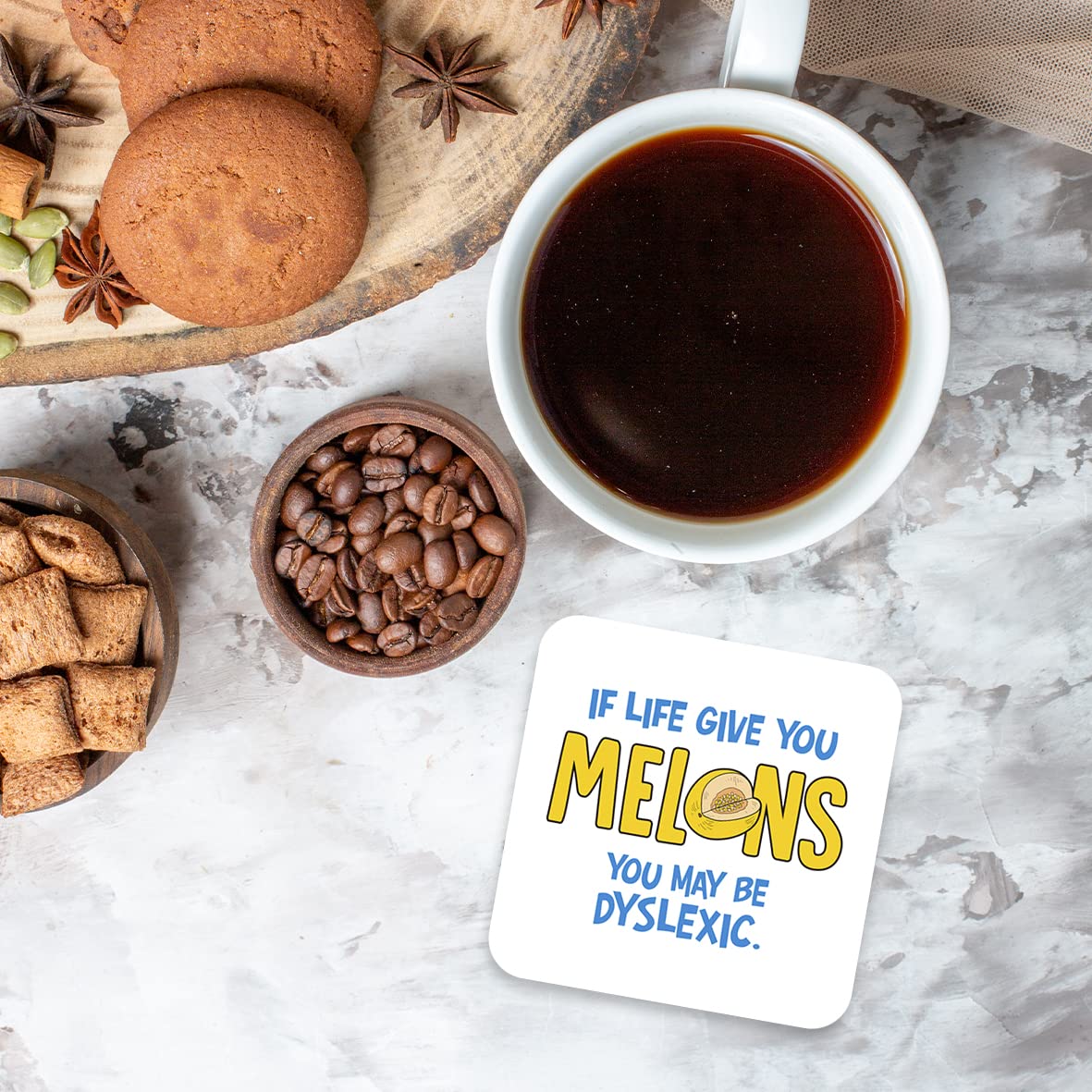 CS449 If Life give You Melons You May be Dyslexic Novelty Funny Coffee Tea Drink Gift Glossy MDF Wooden Coaster