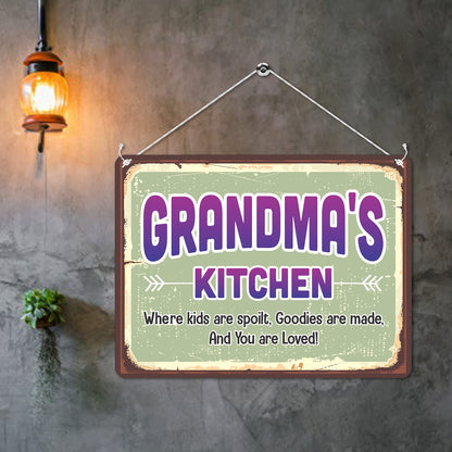 Kruzroyal MP192 Grandma's Kitchen : Where kids are spoilt. Goodies are made, And you are loved! Funny Novelty Retro Vintage Metal Wall Sign Plaque 20cm x 15cm