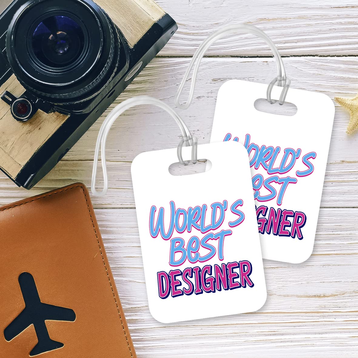 LT469 World's Best Designer Novelty Funny Unique Designer Gift, Suitcase, Glossy Plastic Luggage Tag for Designer