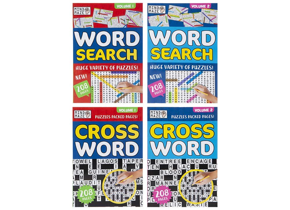 (PACK OF 4) Cross Word (Volume-1 & 2) Word Search (Volume-1 & 2) Mind Maze