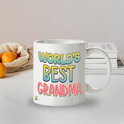 Kruzroyal DZ824 World's Best Grandma Mug 11oz - White Ceramic Coffee & Tea Cup for Nan, Nanny - Ideal Birthday or Mother's Day Present for Her