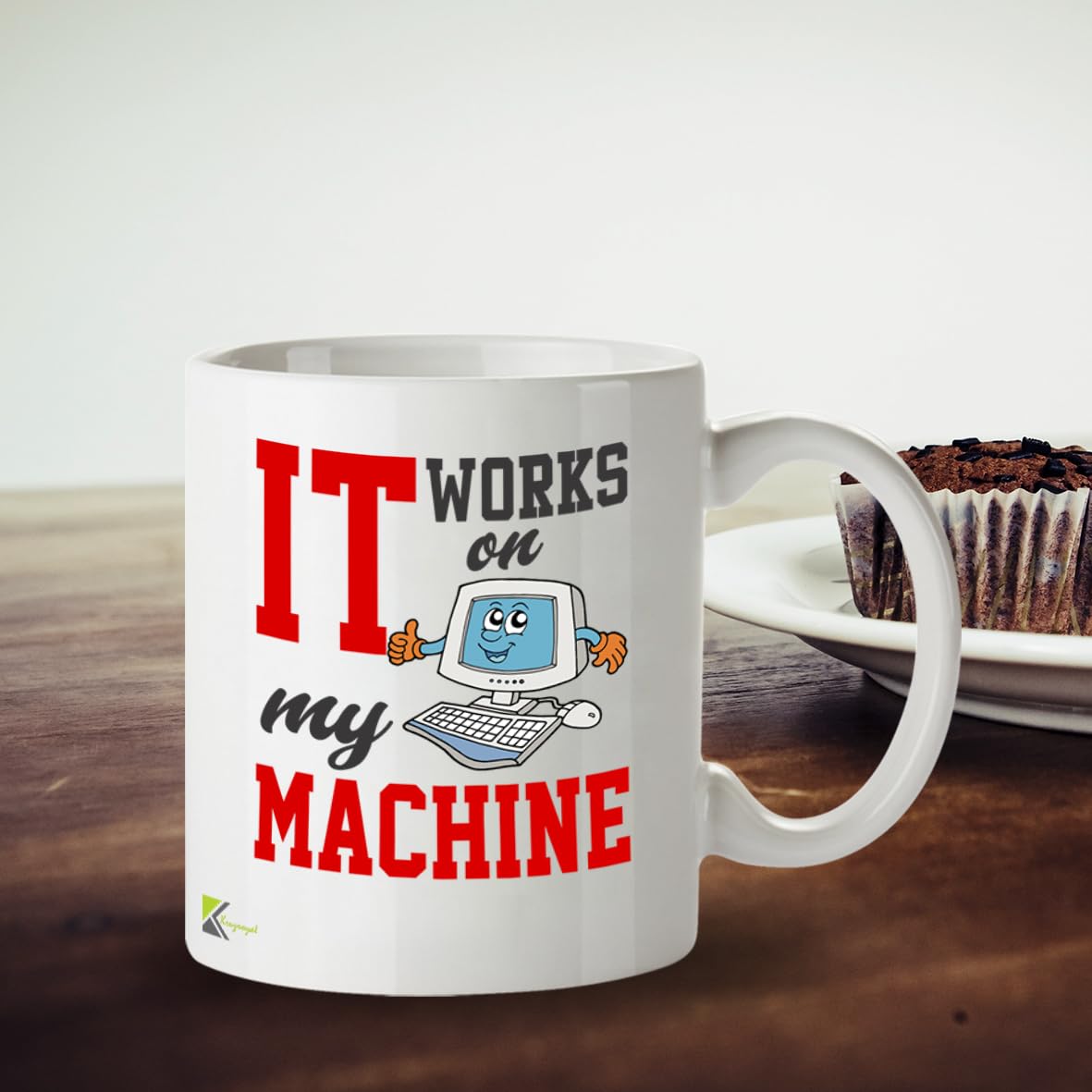 Kruzroyal DZ949 Funny IT Coffee Mug | 11oz White Ceramic Programmer Gift | It Works On My Machine Sarcastic Tech Humor Mug with Retro Computer Design