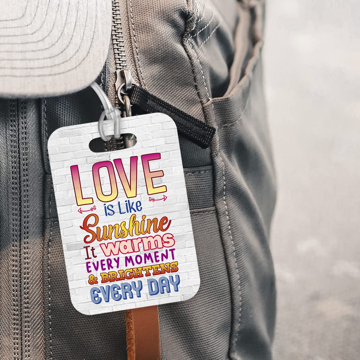 LT284 Love is Like Sunshine it Warms Every Moment & brightens Every Day Novelty Funny Unique Designer Gift Glossy Plastic Suitcase Luggage Tag