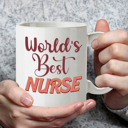Kruzroyal DZ849 World's Best Nurse Mug 11oz - White Ceramic Cup for NHS Staff, Student, Midwife - Ideal Thank You, Graduation or Retirement Present