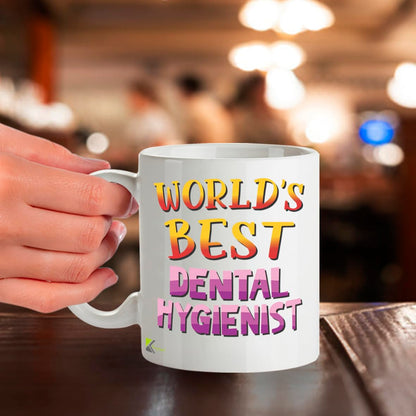 Kruzroyal DZ866 World's Best Dental Hygienist Mug 11oz - White Ceramic Cup for Dental Nurse, Therapist - Funny Thank You, Birthday, Graduation Present