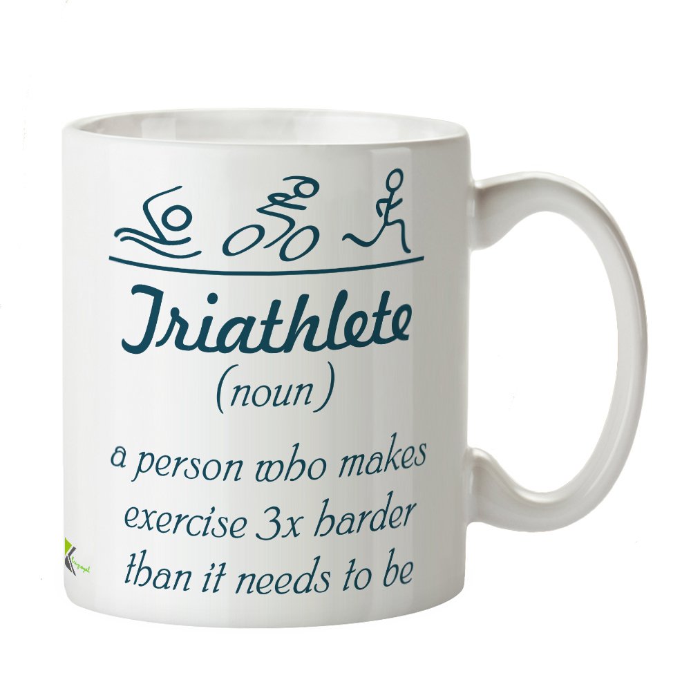Kruzroyal Funny Triathlete Mug, Definition 3X Harder Than It Needs to Be Design, Novelty Sports Gift for Marathon Runner, Cyclist or Swimmer, White Ceramic, 11 oz