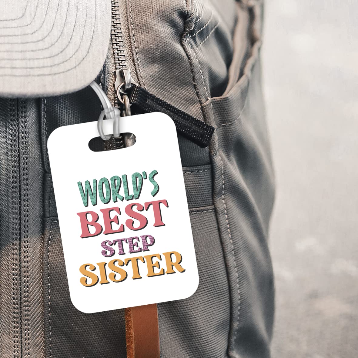 LT418 World's Best Step Sister Novelty Funny Unique Designer Gift, Suitcase, Glossy Plastic Luggage Tag for Step Sister