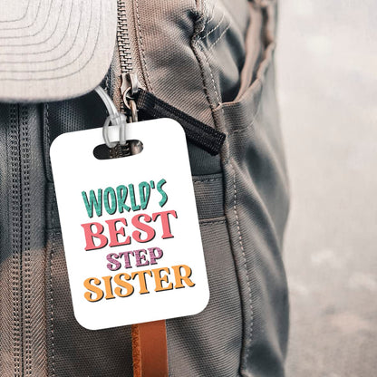 LT418 World's Best Step Sister Novelty Funny Unique Designer Gift, Suitcase, Glossy Plastic Luggage Tag for Step Sister