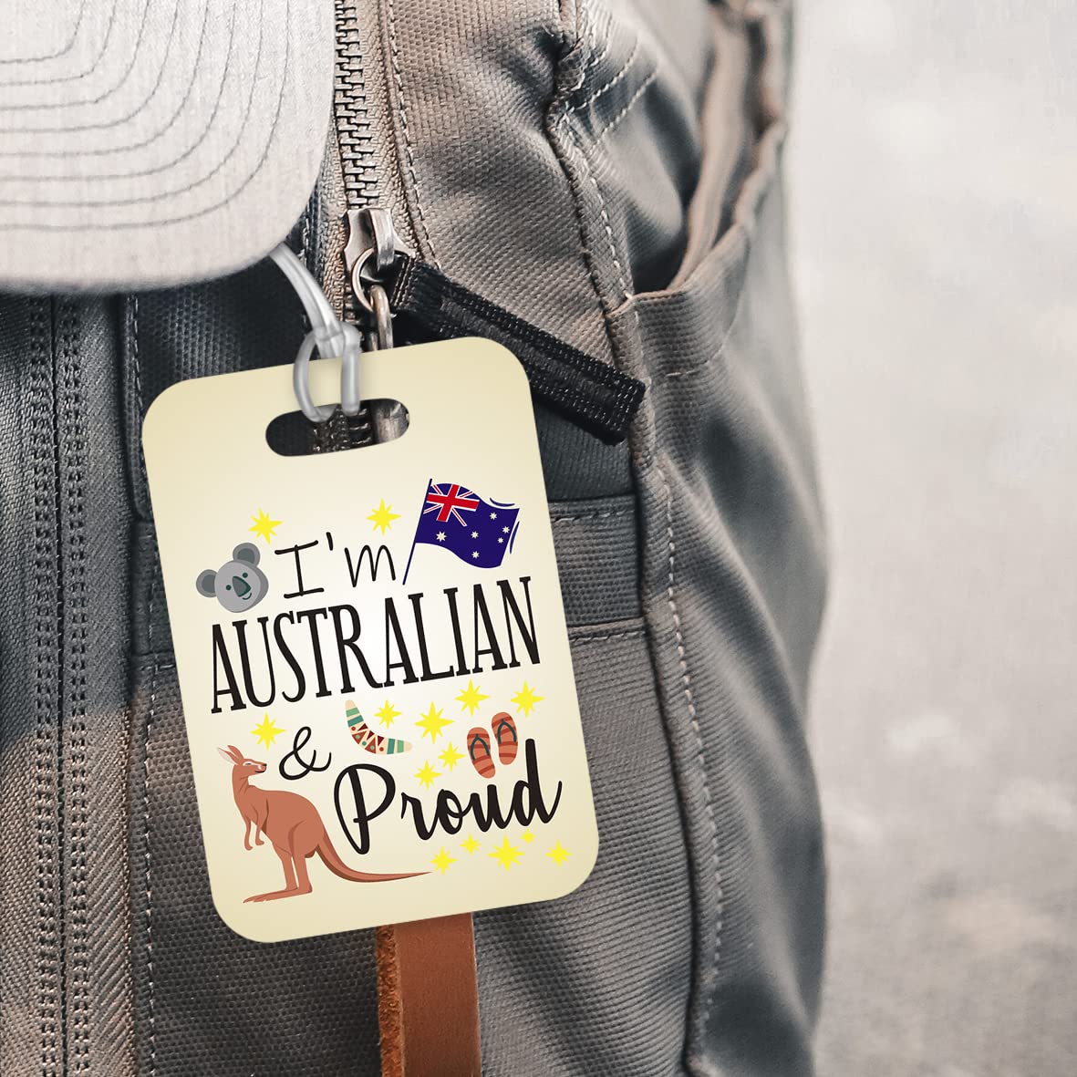LT193 I'm Australian and Proud Novelty Funny Unique Designer Gift Glossy Plastic Suitcase Luggage Tag
