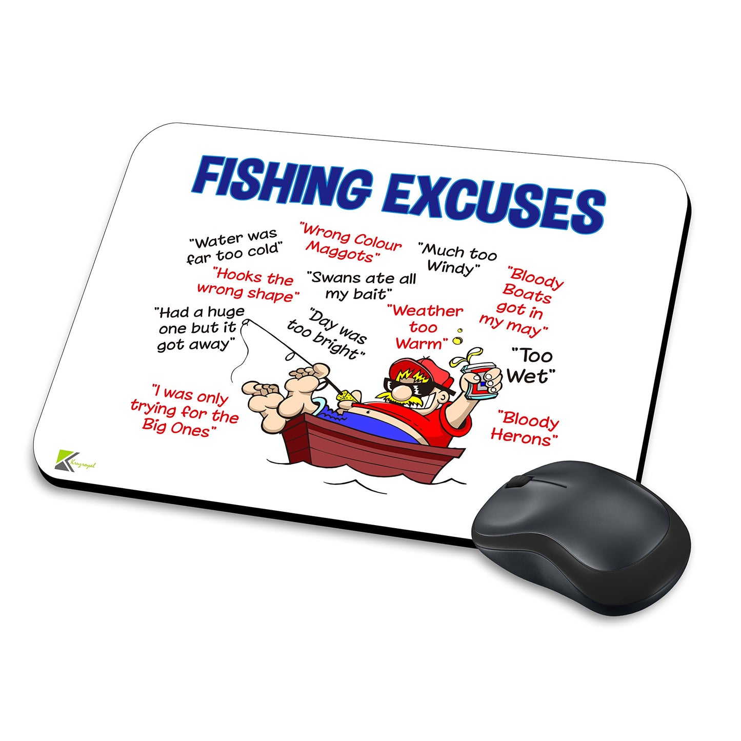 MM061 - Fishing Excuses Funny Novelty Gift Mousemat/MousePad Anti Slip Laptop Computer PC Mouse Mat