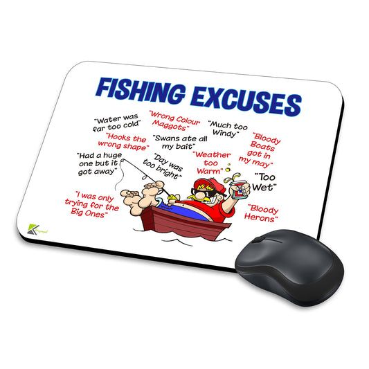 MM061 - Fishing Excuses Funny Novelty Gift Mousemat/MousePad Anti Slip Laptop Computer PC Mouse Mat