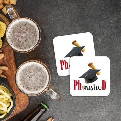 CS726 PHD Phinished Novelty Funny Coffee Tea Drink Gift Glossy MDF Wooden Coaster