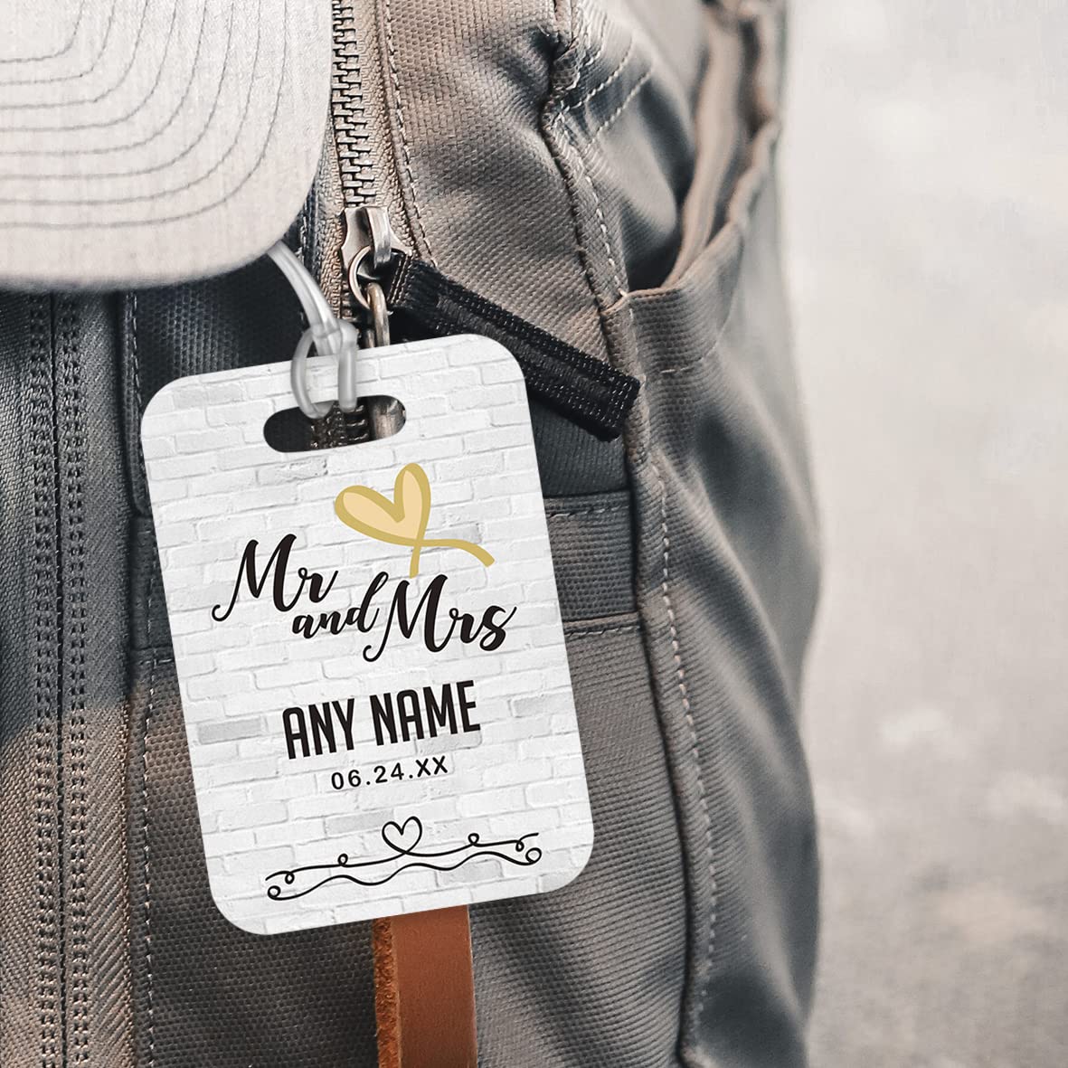 PLT231 Personalised MR and MRS (Surname) (Date) Married Novelty Funny Unique Designer Gift Glossy Plastic Suitcase Luggage Tag