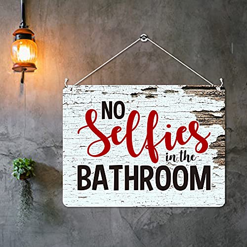 Kruzroyal MP429 No Selfies in the bathroom Funny Novelty Retro Vintage Metal Wall Sign Plaque 20cm x 15cm