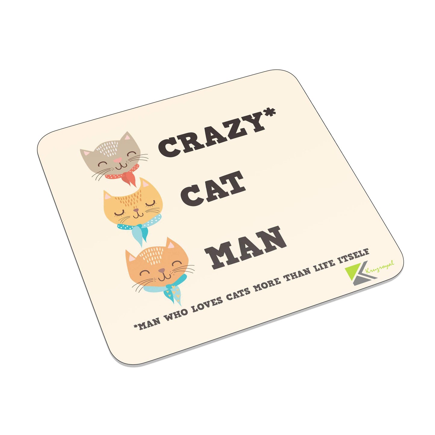 FM083 Crazy Cat Man/Man who loves cat more than life itself Novelty Funny Idea Glossy Metal Square Fridge Magnet