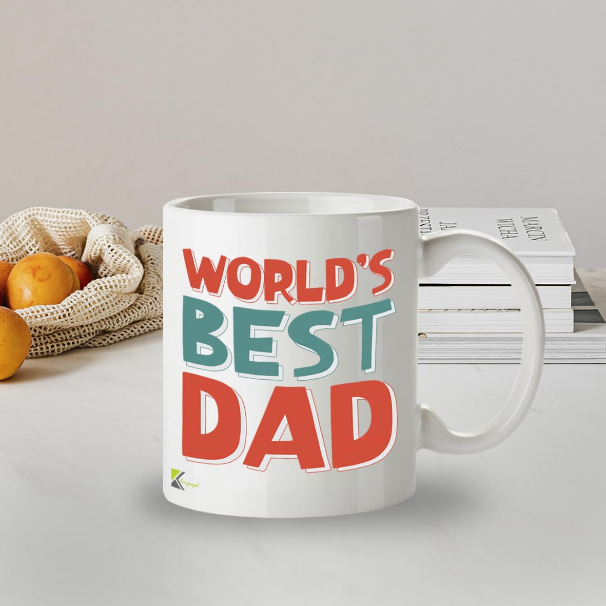Kruzroyal DZ813 World's Best Dad Mug - 11oz White Ceramic Coffee Cup Gift for Dad, Father, Papa - Perfect Father's Day Present & Birthday Gift