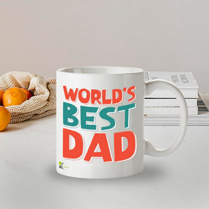 Kruzroyal DZ813 World's Best Dad Mug - 11oz White Ceramic Coffee Cup Gift for Dad, Father, Papa - Perfect Father's Day Present & Birthday Gift