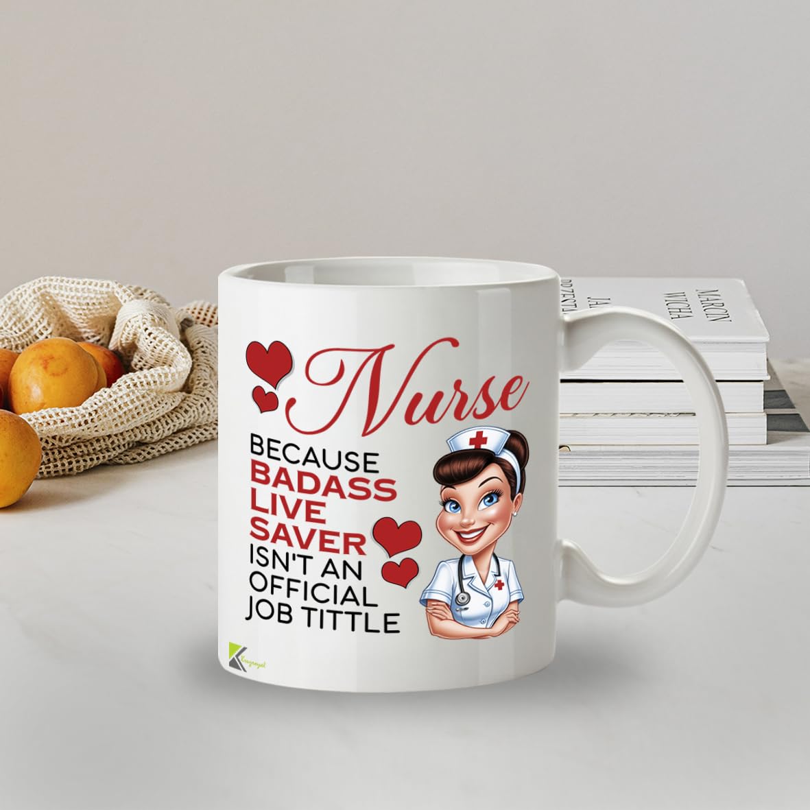 Kruzroyal Funny Nurse Mug for Women - Badass Life Saver 11oz Ceramic Cup - NHS Thank You, Graduation, Leaving Gift for Nurses