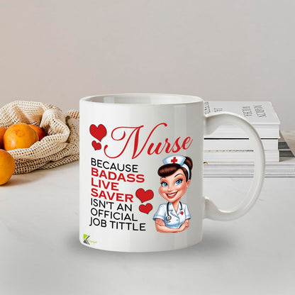 Kruzroyal Funny Nurse Mug for Women - Badass Life Saver 11oz Ceramic Cup - NHS Thank You, Graduation, Leaving Gift for Nurses