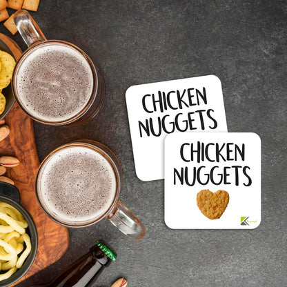 CS850 Chicken Nuggets Novelty Funny Coffee Tea Drink Gift Glossy MDF Wooden Coaster | Gifts for Men, Women, Friend, Foodie | Funny Gag Gift & Stocking Filler