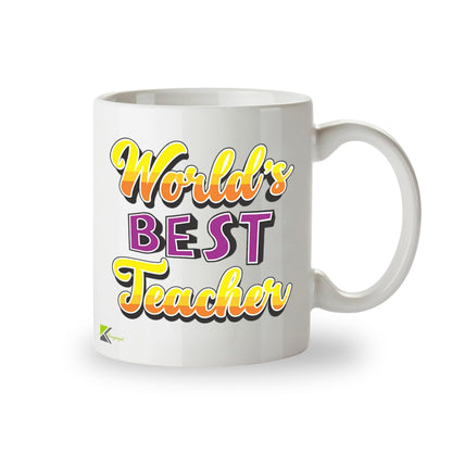 Kruzroyal DZ833 World's Best Teacher Mug 11oz - White Ceramic Cup for Teaching Assistant, Tutor - End of Year, Thank You Present for Him or Her