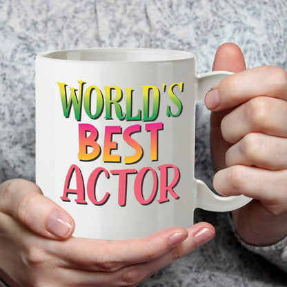 Kruzroyal DZ865 World's Best Actor Mug 11oz - White Ceramic Cup for Performer, Thespian - Ideal Birthday, Good Luck Present for Him