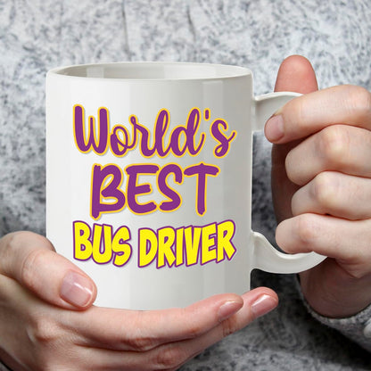 Kruzroyal DZ878 World's Best Bus Driver Mug 11oz - White Ceramic Cup for Coach Operator - Funny Birthday, Thank You, Leaving Present