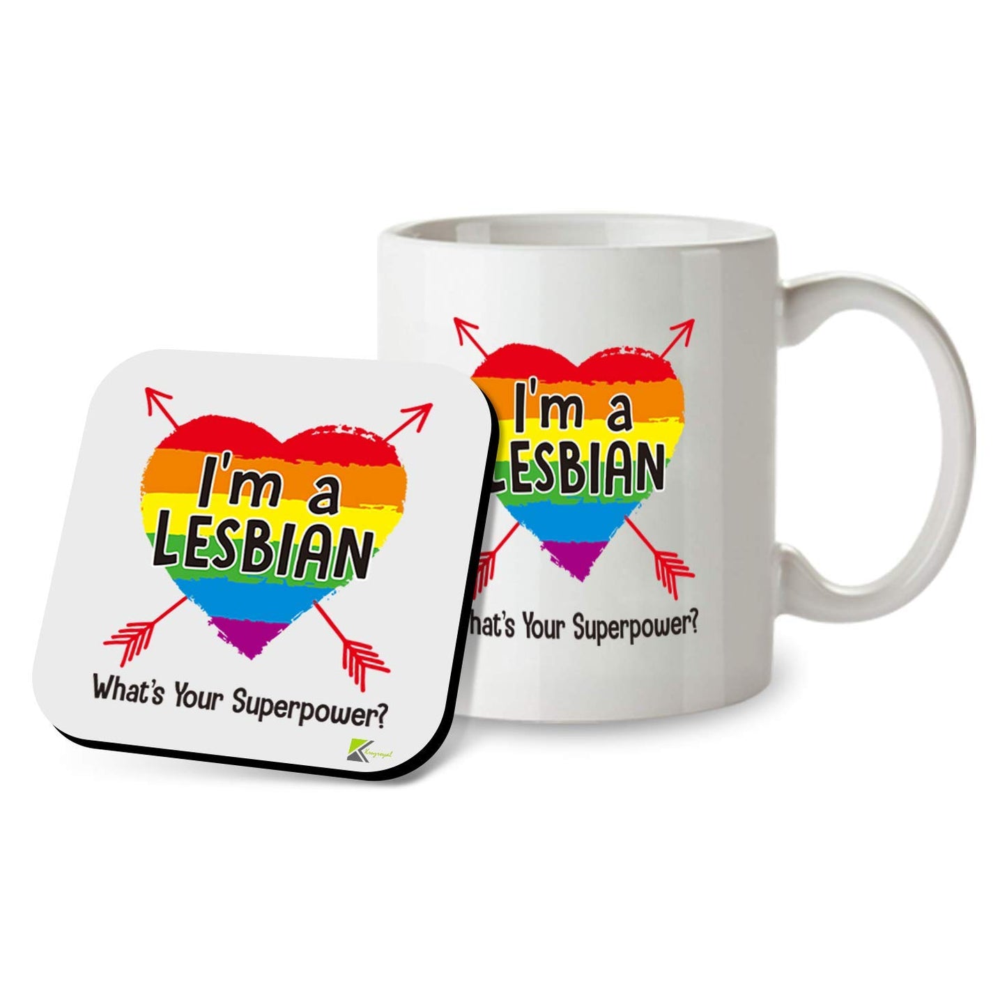 Kruzroyal SM024 I'm a Lesbian, What's Your Superpower? - 11OZ Mug & Matching Coaster Set