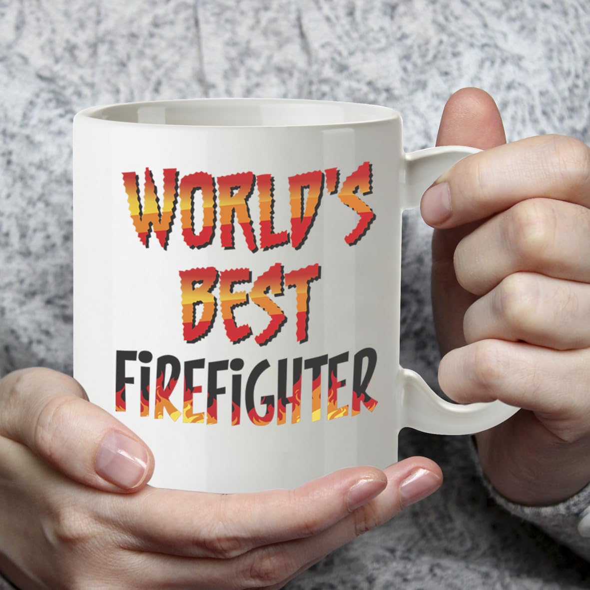 Kruzroyal DZ855 World's Best Firefighter Mug 11oz - White Ceramic Cup for Fireman, Fire Crew - Ideal Birthday, Retirement, Passing Out Present