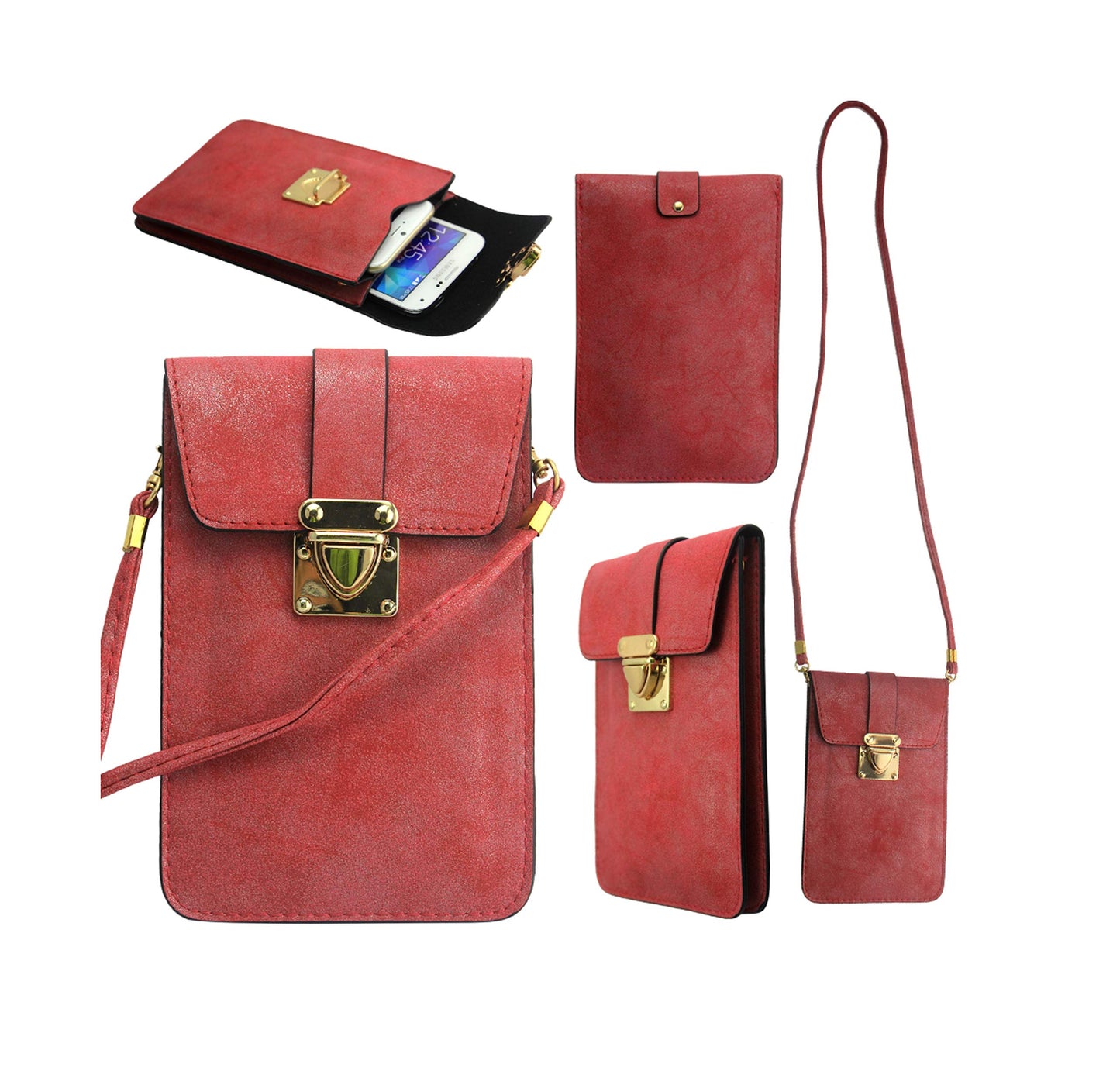 Kruzroyal Luxury Matte PU Leather Mini Crossbody Single Shoulder Bag Cellphone Pouch