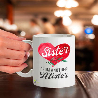Kruzroyal Sister from Another Mister Mug - Best Friend Gift for Women, Bestie, Work Mate - Heartfelt Friendship Cup