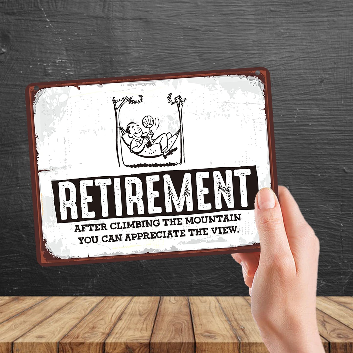 Kruzroyal MP137 Defination Retirement : After climbing the mountain you can appreciate the view Funny Novelty Retro Vintage Metal Wall Sign Plaque 20cm x 15cm