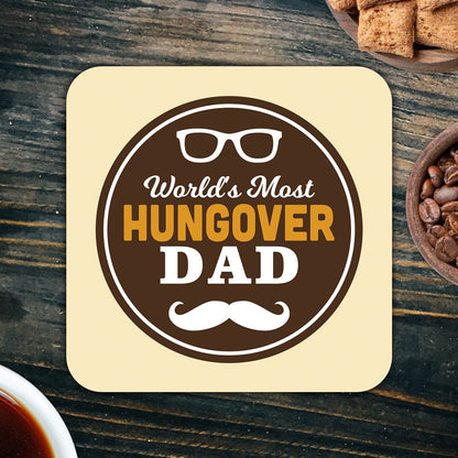 CS650 World's Most Hungover Dad Novelty Funny Coffee Tea Drink Gift Glossy MDF Wooden Coaster