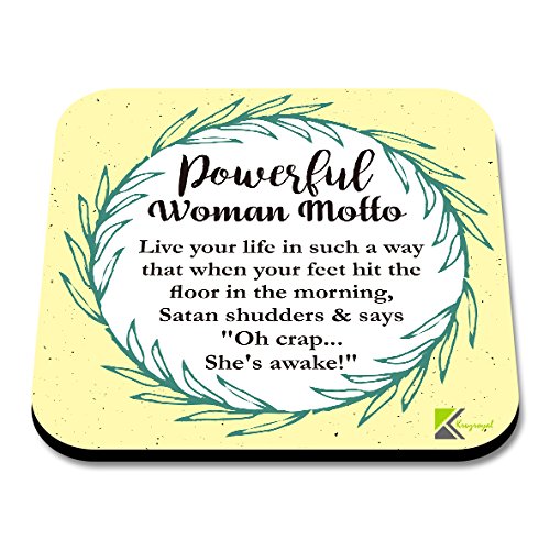 CS079 Powerful Woman Motto Novelty Funny Coffee Tea Drink Gift Glossy MDF Wooden Coaster