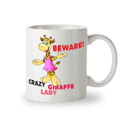 Kruzroyal Crazy Giraffe Lady Funny Mug, Novelty Coffee Cup, Gift for Women, Animal Lover