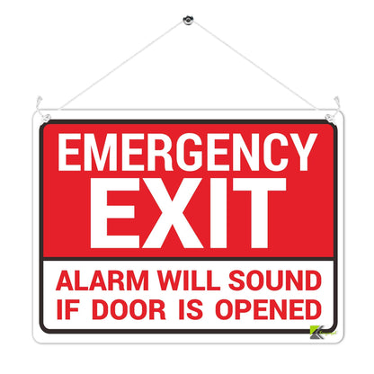 Kruzroyal MP458 Emergency Exit : Alarm will sound if door is opened Funny Novelty Retro Vintage Metal Wall Sign Plaque 20cm x 15cm