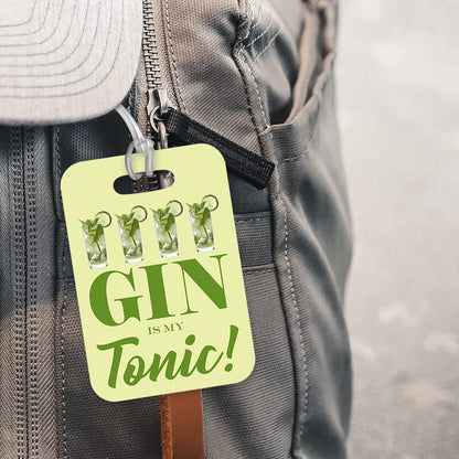 LT136 Gin is My Tonic! Novelty Funny Unique Designer Gift Glossy Plastic Suitcase Luggage Tag