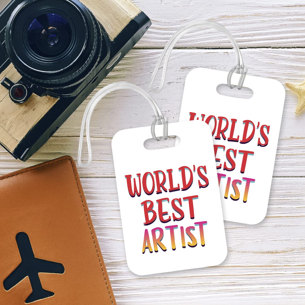LT464 World's Best Artist Novelty Funny Unique Designer Gift, Suitcase, Glossy Plastic Luggage Tag for Artist
