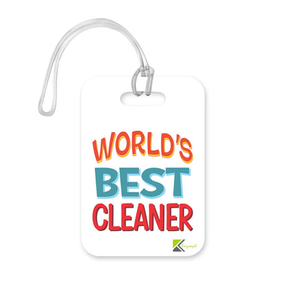 LT408 World's Best Cleaner Novelty Funny Unique Designer Gift, Suitcase, Glossy Plastic Luggage Tag for Cleaner