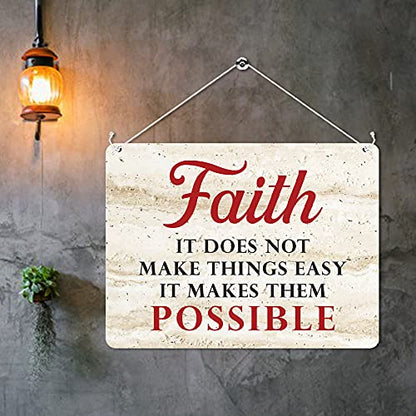 Kruzroyal MP482 Faith : It does not make things easy it makes them possible Funny Novelty Retro Vintage Metal Wall Sign Plaque 20cm x 15cm