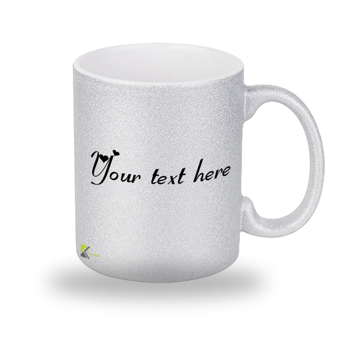 Kruzroyal Personalised Gold/Silver Glitter Mug, Customisable Name 11OZ Ceramic Mug