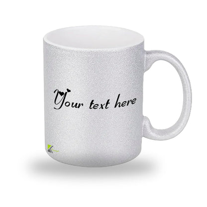 Kruzroyal Personalised Gold/Silver Glitter Mug, Customisable Name 11OZ Ceramic Mug