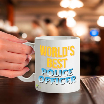Kruzroyal DZ848 World's Best Police Officer Mug 11oz - White Ceramic Cup for Cop, PC - Ideal Birthday, Retirement, Passing Out Present